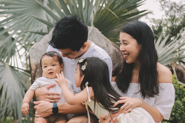 little baby and family