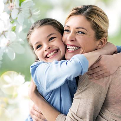 Smiling mother daughter